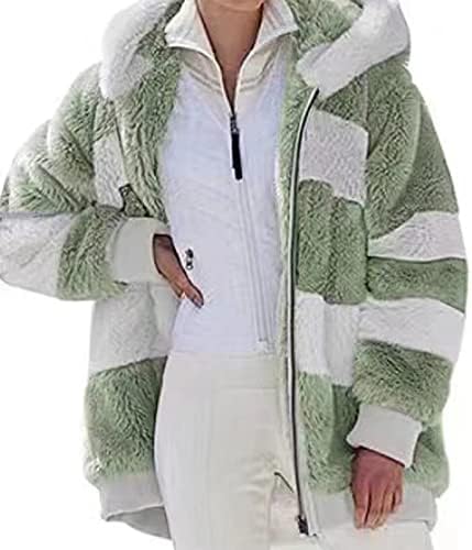 Flената на фланелна јакна, 2022 година зимски долг ракав Фази руно отворено предни кардигани со картони со јакна од надворешна облека со џеб