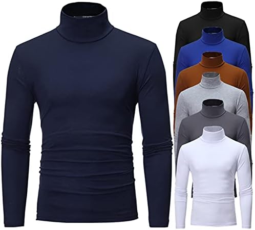 Realdo Mens Fashion Thermal Mock Turtleneck Маици со долг ракав Обични тенок вклопување во основно дизајниран базаелери врвови