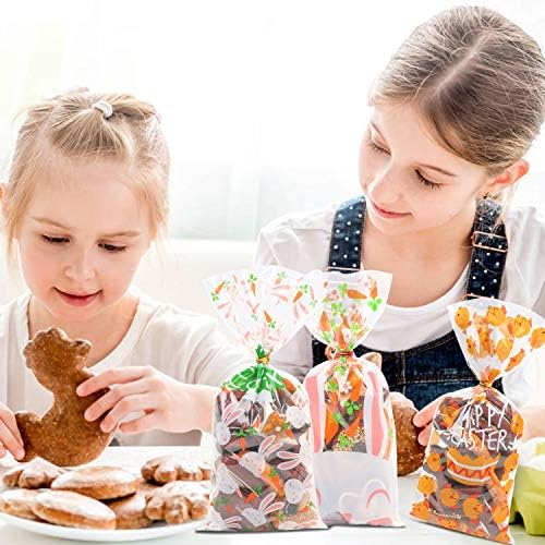 Вејлин 120 парчиња Велигденски Целофан Гуди Кеси, Пластични Кеси За Велигденско Лекување Бонбони Кеси За Колачиња со 150 парчиња