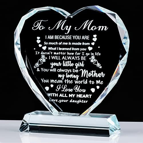 ИВЛ Подароци За Мајка Од Ќерка, Значајни Ласерски Кристално Срце Спомени На Мајка Ми Подароци За Роденден Уникатен Ден На Мајката Денот На Вљубените