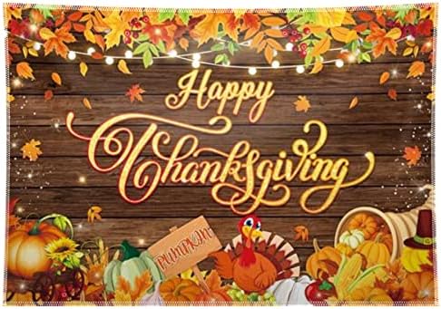 68x45inch ткаенина Среќна благодарност за благодарноста есен тиква мисирка дрвена фотографија позадина жетва за пријатели, семејни забави