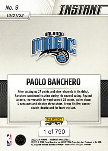 2022-23 Панини Инстант Кошарка #9 Паоло Банчеро Дебитант Картичка Магија - само 790 направени!
