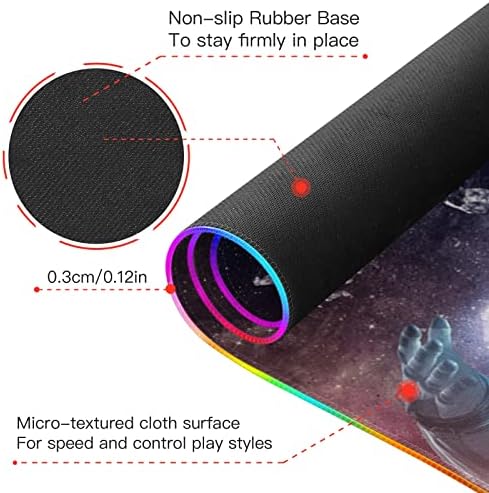 MNSRUU RGB Gaming Глувчето Рампа Големи Предводени Блескав Тастатура Рампа со 13 Режими На Осветлување За Гејмерите, 31.5 X 11.8 Инчи, Spaceman