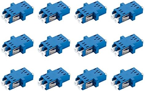 12 пакувања LC до LC Duplex Sione Mode Coupler, LC/UPC адаптер за оптички влакна за OS1 OS2 синглмоден кабел или конектор, 1310 ~ 1550 nm, сина