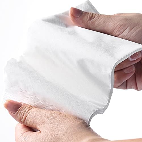 Lekoch 200 парчиња за еднократна употреба бела хартија салфетки 2, хартиени гурбести крпи, крпи за рачни хартија за еднократна употреба