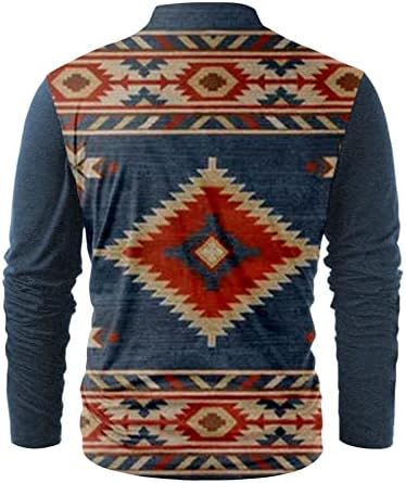 Западните џемпери на Ацтеките на Fireero Men's Western Aztec, ретро тактички врвови, долги ракави чипка на пулвер лабава графички кошули за етнички