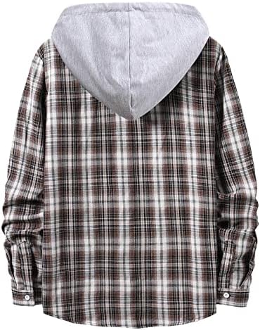 ZDDO 2023 Нови кошули со карирани кошули со качулка со лесни кошули за мажи со долги ракави копче надолу случајни јакни со кошула со фланели