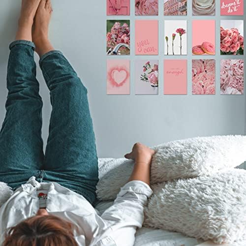 GSM брендови Комплет за wallидни колаж розови поп естетски слики сет од 50 4x6 инчи индивидуални фотографии за соба за домови од тинејџерски колеџ