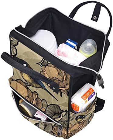 Цветна титмуус птица гроздобер торба за пелена ранец бебе бебето, менување торби со повеќе функции со голем капацитет торба