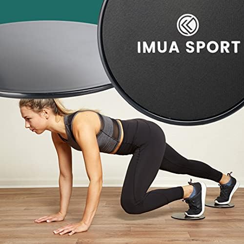 Слики со двојно еднострани лизгачи на Imua Sport Core за работа на подови на тепих и дрвени предмети, светло и компактен - вклучен Водич за вежбање