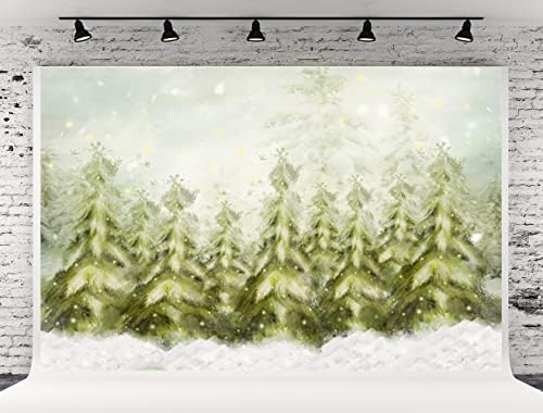 Заднини на новогодишна елка од 7x5ft Божиќна земја на чудата во позадина Снегулка Снежна сцена Фото реквизити за деца новородени фото штанд