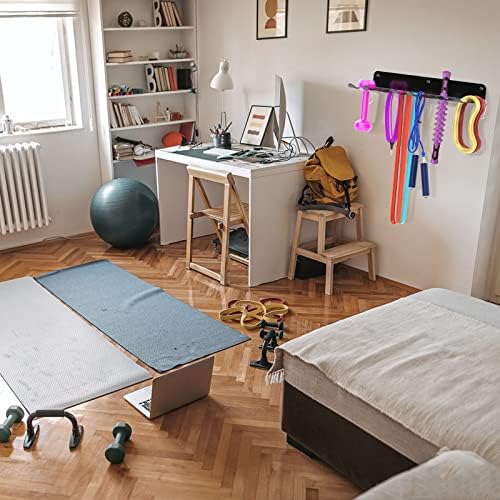 8 Prongs Home Gym Storage Rack, решетката за вежбање на тренингот, држач за повеќенаменски wallидови за вежби, гира, јажиња за скокање, кревање појас, ланци