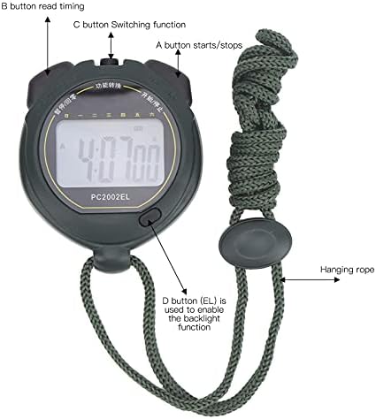 Спортски стоп -часовник, водоотпорен екран Електронски стоп -стоп -запирка Електронска стоперка за стопирање со еден ред Еден ред дисплеј Електронски стопев за еле