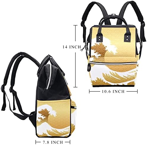 Јапонски гроздобер стил Одлични златни бранови ранец за пелена ранец бебе бебето менување торби со повеќе функции торба за патување