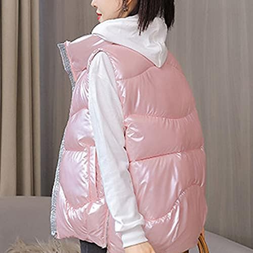 Без ракав работен елек дама потопло отворено преден палто без култура ладна цврста боја буги патент полиестер зима