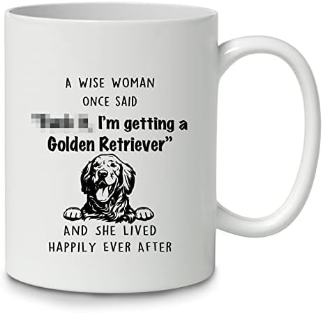 Дотаин смешни изреки на златните ретривер ѓ. Јас добивам златен ретривер 11oz керамички чаша за кафе, двојно печатена, смешна златна ретривер кучиња