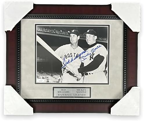 Ted Williams & Mickey Mantle потпишаа автограмирана фотографија врамена 14x17 JSA - Автограмирани фотографии од MLB