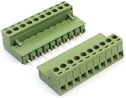 X-Gree 2PCS AC300V 10A 5.08mm Pitch 10-Pin 10-Pole Pluggable PCB Mount Screw Terminal Barrier Block Connector за 12-24AWG жица