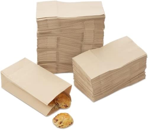 300 парчиња торби за хартија од Крафт, мини кафеави торби за третман, 3,5 × 6,7 Мала рамна забава за фаќање торби, трајни вреќи за хартија за закуски, колачиња, пуканки, бо