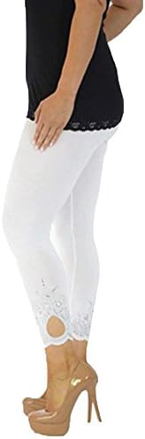 Леглави од чипка за жени Капри Jeanан хеланки со високи половини со јога панталони се протегаат летни исечени панталони плус големина