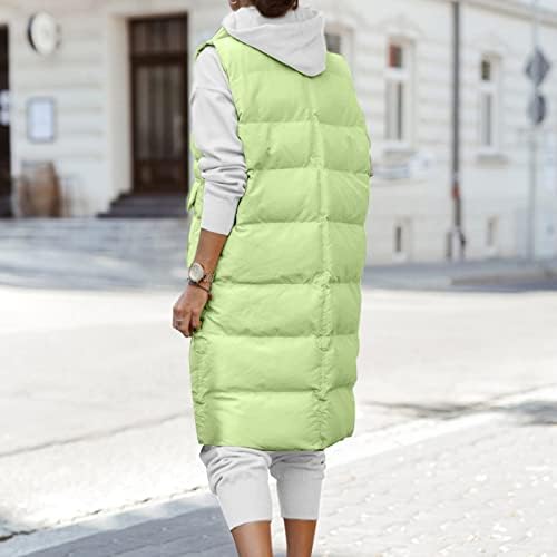 Женски долги зимски палто елек елек термички залепен јакна елек ватирана долга палто женски палта за зима плус големина