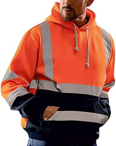Менс рефлектирачки худи со худи hi vis работна облека пулвер скокач работа со качулка за џемпери безбедносни врвови на врвови со висока видливост со висока видливост
