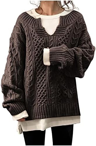Muduh џемпери за жени зимски цврст лабав мрзлив стил пржено тесто за пресврт на тесто секојдневно џемпер на пуловер