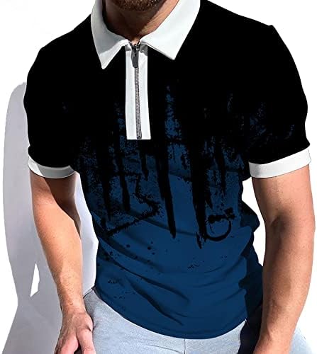 Xxbr zipper polo кошули за мажи, летни шарени тенок фит маички за кратки ракави деловни обични врвови за работа носат шорцеви за пешачење шорцеви шорцеви на плажа шорцеви ?
