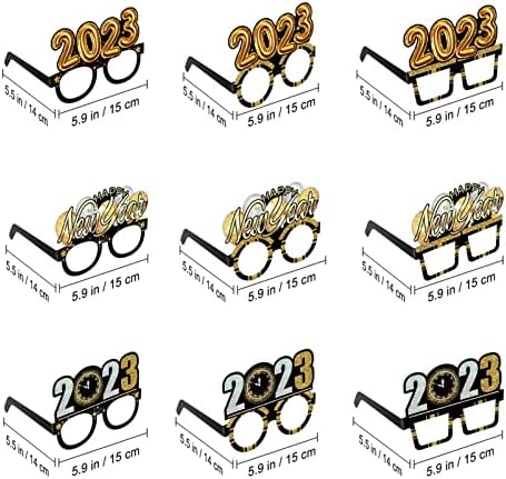 2023 Нова година очила за очила 9 парчиња 2023 Нова Година на забави за снабдување со очила за очила 2023 очила за очила за фотографии