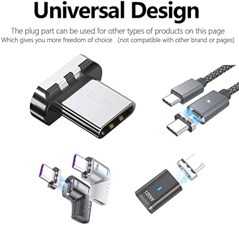 Магнетски адаптер Sisyphy USB C, USB2.0 Type C конектор со PD 120W полнење и трансфер на податоци од 480Mbps, компатибилен за MacBook Pro/Air iPad Pro и повеќе USB C уреди