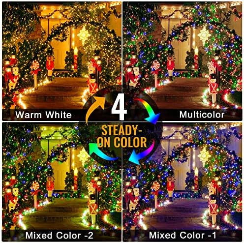 Heceltt на отворено Божиќни светла сет од 394ft жици светла плус 394ft светла за промена на бојата за дрво, тревник, Божиќни украси