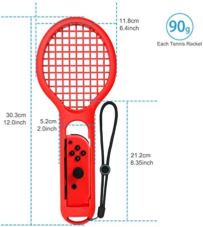 Тениски рекет компатибилен со Nintendo Switch, Keten Twin Pack Тениски рекет за контролори на oyој-Кон за играта на тенис Ајс во Марио, се зафаќа за Switch Oyon-Cons