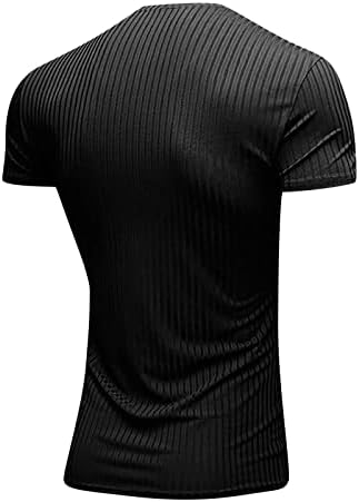 Обезбеден машка машка тенок тенок вклопна основна модна маица со кратки ракави V-врат летен врв