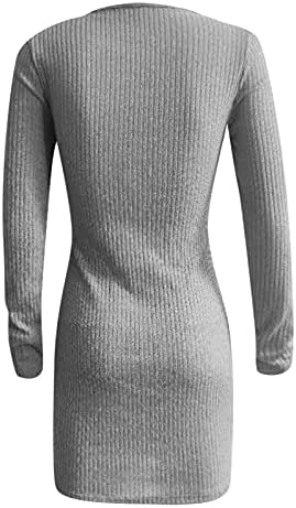 Женски плетени фустани чиста боја волна здолниште патент половината со долг ракав плетен колк фустан џемпер фустани 2022