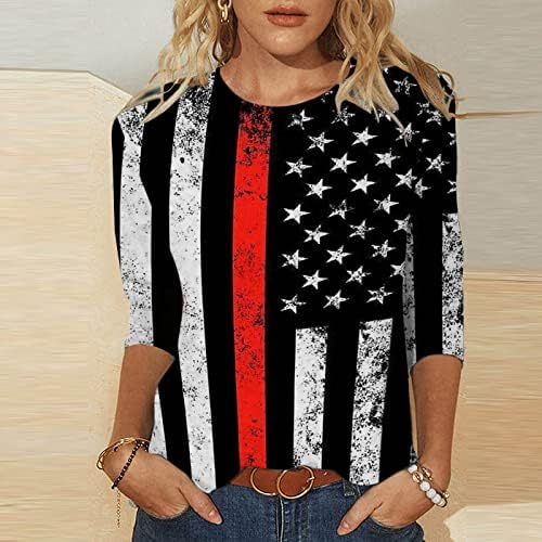 Top T Shirt for Ladies Fall Summer 2023 3/4 Sleeve Cotton Crewneck Boat Neck Graphic Casual Tee WR WR