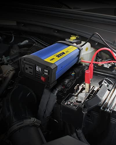Инвертер за напојување од 300W 12V до 110V со излез и двојна 2,4A USB порта, DC во AC конвертор за автомобил/камион, инвертер за клип од батерија од 300 вати