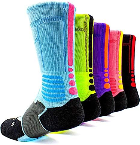 Митвр Кошаркарски Чорапи, Амортизирани Атлетски Спортски Чорапи, 5 Чорапи За Компресија На Екипажот За Момче Девојче Мажи Жени