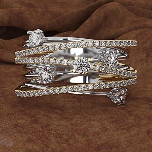 Моден женски дијамант за отворање на отворено прстен цирконски ангажман венчален прстен со отворен срцев прстен