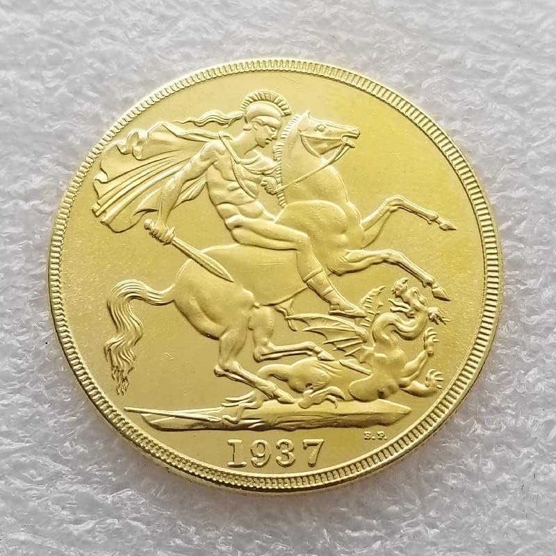 Авцити Британски Коњски Меч 1937 Антички Ракотворби Комеморативна Монета Златник Месинг Материјал 2855