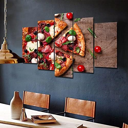 Kkyy Modular Canvas слики wallидна уметност врамени 5 парчиња врамени пица продавница ресторан за сликање дневна соба отпечатоци постер