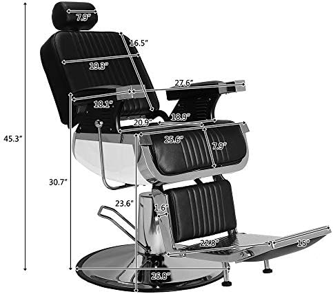 Винадо тешки лежишта со бербер стол со потпирач за глава и поддржува до 500 bs & 360 степени тркалање вртење, професионален гроздобер