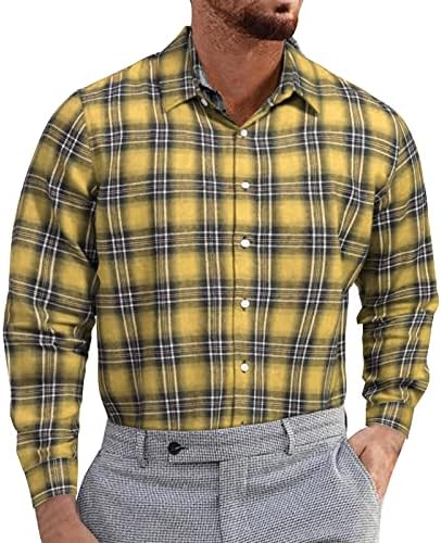 Zddo Mens Plaid фустани кошули со долги ракави тенок вклопување Проверено копче надолу кошула со кошула со деловни обични формални кошули