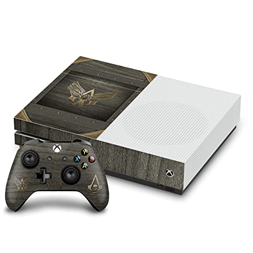 Дизајн на глава на главата, официјално лиценциран Assassin's Creed Dood and Gold Chess Black Flag Graphics Vinyl налепници за игри на кожата, компатибилна со конзолата Xbox One S и пакет на контрол