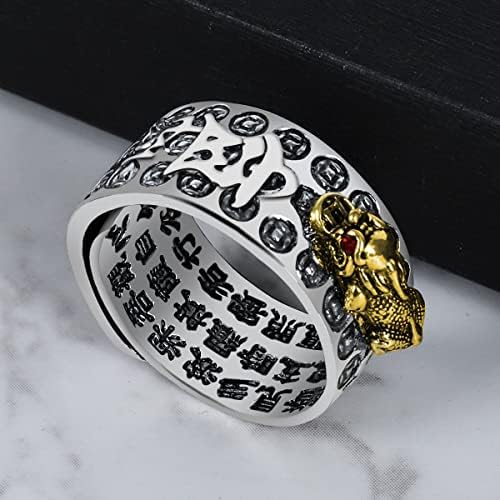 Lionanda feng shui pixiu мантра прстен будистички среќа амајлија богатство будистички накит прилагодлив прстен за мажи и жени среќно богатство