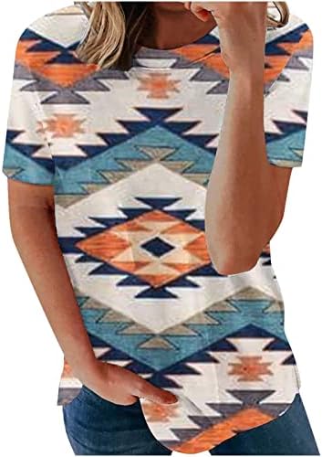 Women'sенски плус големина на вратот, блуза со кратки ракави за кратки ракави, дами маици Елегантни удобни обични лабави врвови