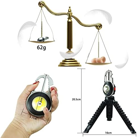 Ugyduky cob chechain Flashins Extra Bright Mini Flashlight со Stand 7 светлосни режими Преносен LED работно светло за полнење со штанд за пешачење,