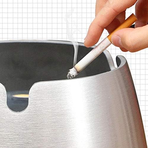 Mxiaoxia Windproof Ashtray, што се користи за тераса Прекрасен десктоп чад од не'рѓосувачки челик моден пепел, што се користи за ресторан