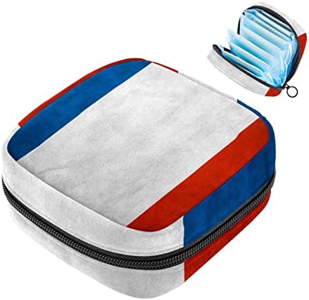 Период торба, санитарна торба за складирање на салфетки, држач за подлога за период, торбичка за шминка, шема на Националното знаме на Франција