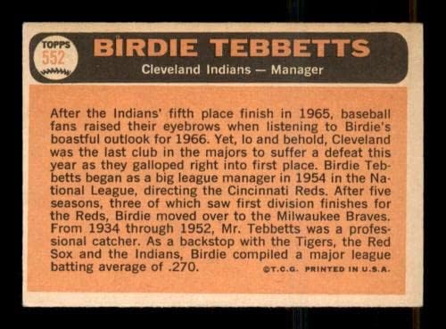 #552 Birdie Tebbetts Mg SP - 1966 Топс Бејзбол картички оценети екс+ - Бејзбол плоча со автограмирани гроздобер картички