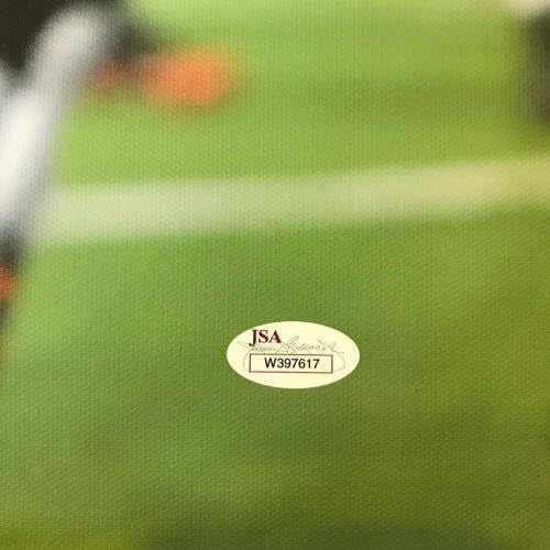 Огромна Реј Рајс потпиша 24х36 уметност платно фотографија со налепница JSA Baltimore Ravens - Автограмирана NFL Art